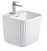 Lavabo sospeso H2393 bianco scanalato 43×44 cm | Ceramica moderna